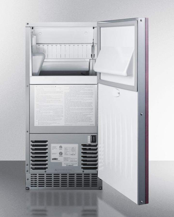 Summit Refrigeration + Cooling Summit 15" Wide 62 Lb. Built-In Undercounter Commercially Listed Indoor/Outdoor Clear Icemaker with Internal Pump and Panel-Ready Door / BIM68OSPUMPIF