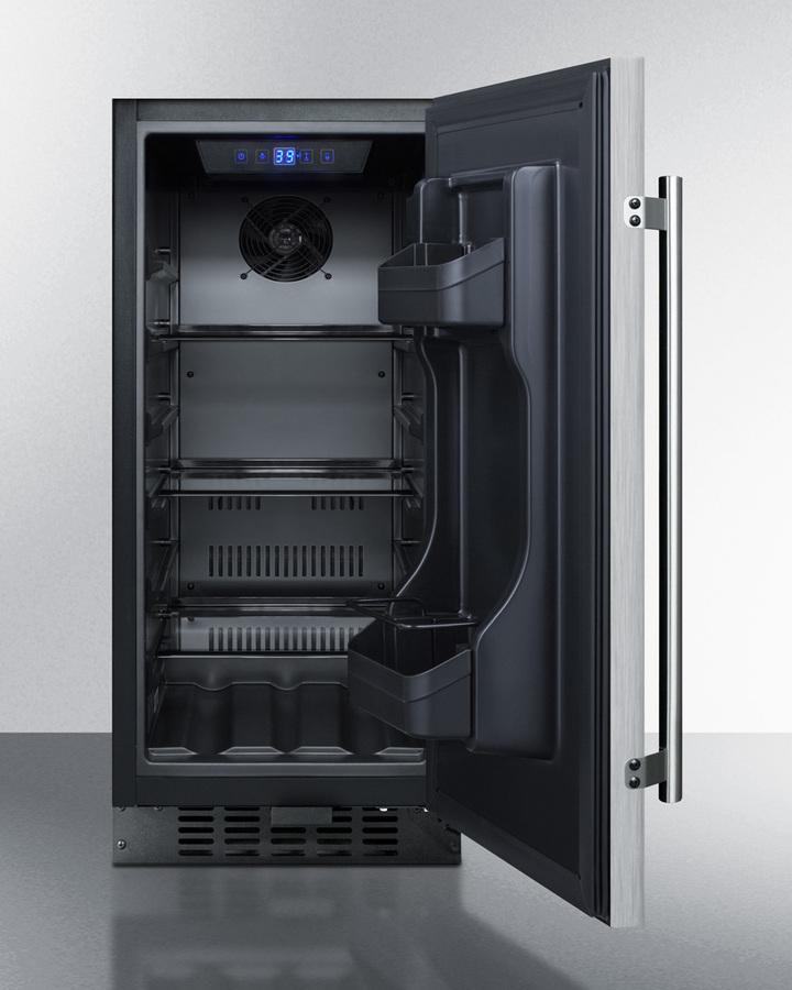 Summit Refrigeration + Cooling Summit 15" Wide Built-In Outdoor Refrigerator with Black Cabinet, Stainless Steel Door, and Lock / SPR316OS