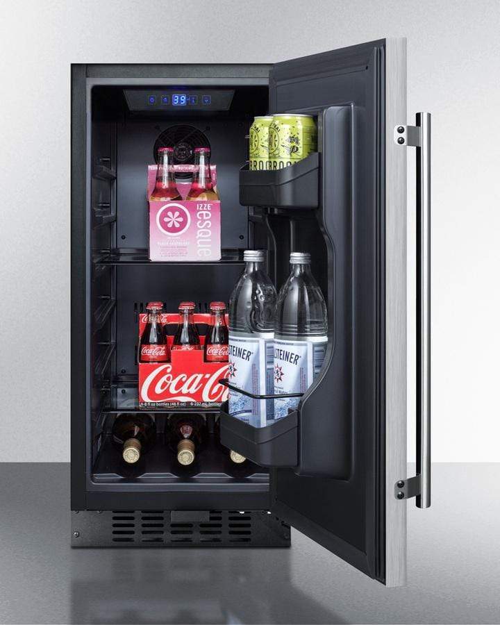 Summit Refrigeration + Cooling Summit 15" Wide Built-In Outdoor Refrigerator with Black Cabinet, Stainless Steel Door, and Lock / SPR316OS