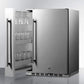 Summit Refrigeration + Cooling Summit 24" 24" Wide Outdoor All-Refrigerator for Built-In or Freestanding Use with a Shallow 17.25" Depth, Slide-Out Storage Compartment, Stainless Steel Exterior, Outdoor Cover, and Front Lock / SPR196OS24