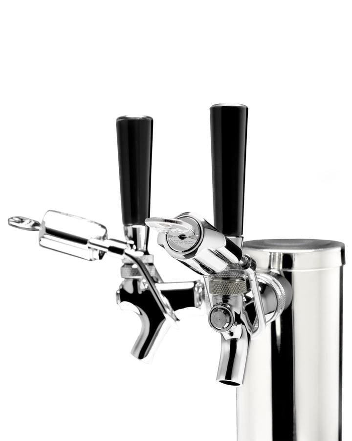 Summit Refrigeration + Cooling Summit 24" Wide Commercial Indoor/Outdoor Dual Tap Beer Dispenser for Built-In or Freestanding Use with Stainless Steel Exterior, Caster Set, and Tap Locks / BC74OSCOMTWIN