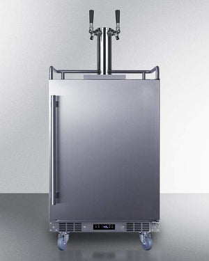 Summit Refrigeration + Cooling Summit 24" Wide Commercial Indoor/Outdoor Dual Tap Wine Dispenser for Built-In or Freestanding Use with Stainless Steel Exterior, Caster Set, and Tap Locks / SBC682WKDTWIN