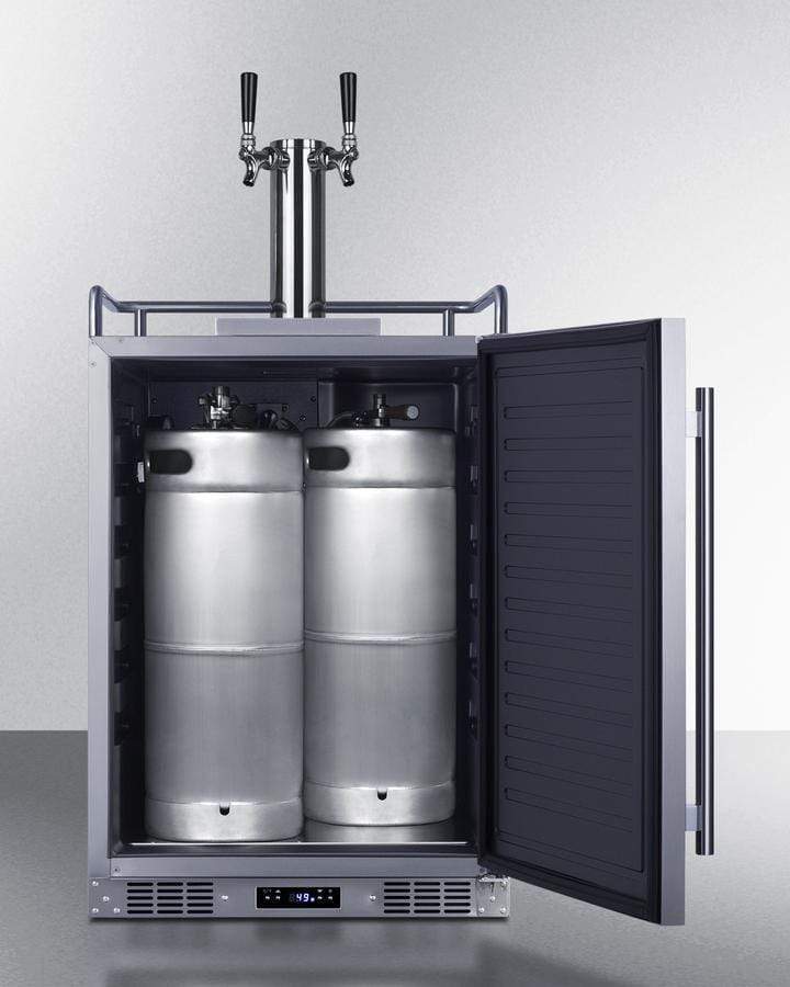 Summit Refrigeration + Cooling Summit 24" Wide Commercial Indoor/Outdoor Dual Tap Wine Dispenser for Built-In or Freestanding Use with Stainless Steel Exterior, Caster Set, and Tap Locks / SBC682WKDTWIN