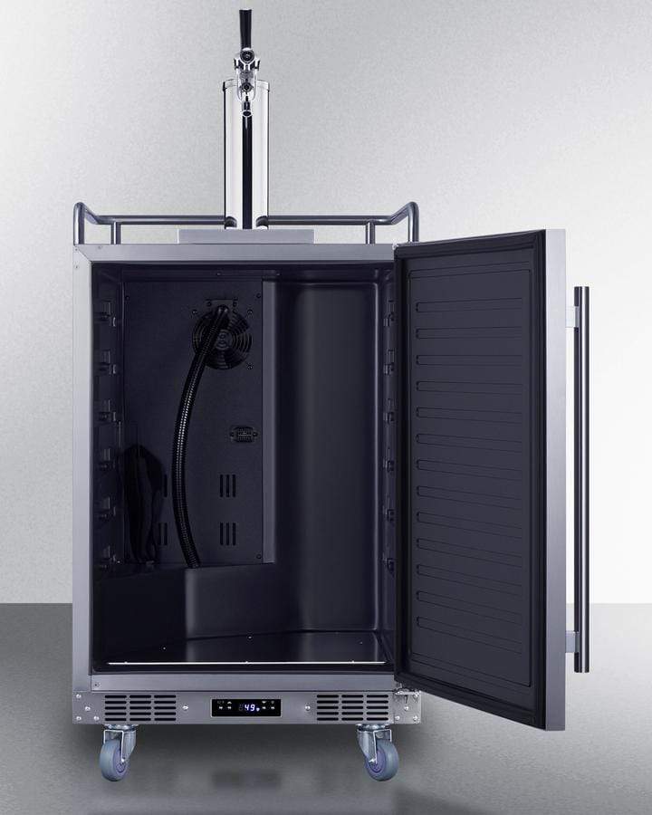 Summit Refrigeration + Cooling Summit 24" Wide Commercial Indoor/Outdoor Single Tap Beer Dispenser for Built-In or Freestanding Use with Stainless Steel Exterior, Caster Set, and Tap Locks / BC74OSCOM