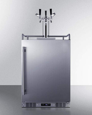 Summit Refrigeration + Cooling Summit 24" Wide Commercial Indoor/Outdoor Triple Tap Beer Dispenser for Built-In or Freestanding Use with Stainless Steel Exterior, Caster Set, and Tap Locks