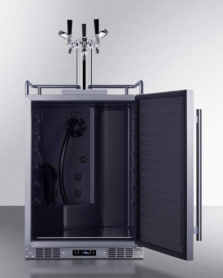 Summit Refrigeration + Cooling Summit 24" Wide Commercial Indoor/Outdoor Triple Tap Beer Dispenser for Built-In or Freestanding Use with Stainless Steel Exterior, Caster Set, and Tap Locks