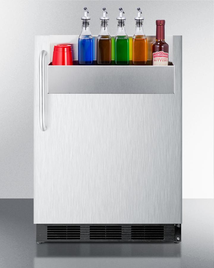 Summit Refrigeration + Cooling Summit 24" Wide Commercial Outdoor All-Refrigerator for Built-In or Freestanding Use, with Removable Speed Rail, Automatic Defrost, Lock, and Complete Stainless Steel Exterior / SPR7BOSSTSR