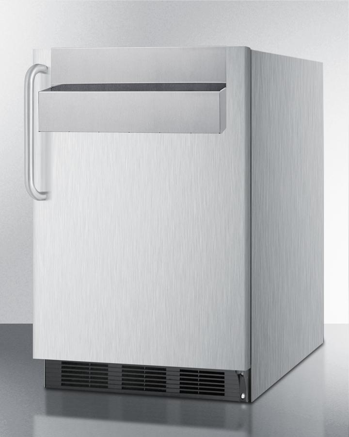 Summit Refrigeration + Cooling Summit 24&quot; Wide Commercial Outdoor All-Refrigerator for Built-In or Freestanding Use, with Removable Speed Rail, Automatic Defrost, Lock, and Complete Stainless Steel Exterior / SPR7BOSSTSR