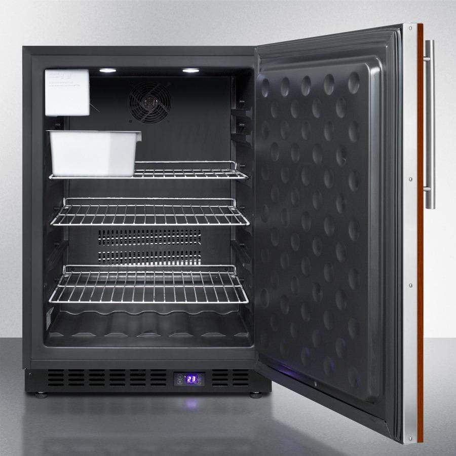 Summit Refrigeration + Cooling Summit 24" Wide Frost-Free Outdoor All-Freezer for Built-In or Freestanding Use with Icemaker, Panel-Ready Door, Black Cabinet, Digital Thermostat, and LED Lighting / SPFF51OSIFIM