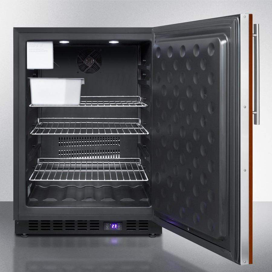 Summit Refrigeration + Cooling Summit 24&quot; Wide Frost-Free Outdoor All-Freezer for Built-In or Freestanding Use with Icemaker, Panel-Ready Door, Black Cabinet, Digital Thermostat, and LED Lighting / SPFF51OSIFIM