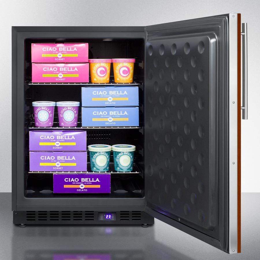 Summit Refrigeration + Cooling Summit 24" Wide Frost-Free Outdoor All-Freezer for Built-In or Freestanding Use with Panel-Ready Door, Black Cabinet, Digital Thermostat, and LED Lighting / SPFF51OSIF