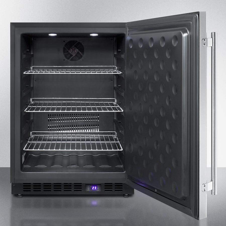 Summit Refrigeration + Cooling Summit 24" Wide Frost-Free Outdoor All-Freezer in Complete Stainless Steel, with Digital Thermostat, LED Lighting, and Lock; Built-In or Freestanding Use / SPFF51OSCSS
