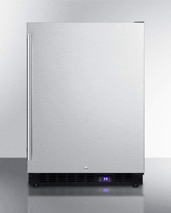 Summit Refrigeration + Cooling Summit 24&quot; Wide Frost-Free Outdoor All-Freezer in Complete Stainless Steel, with Digital Thermostat, LED Lighting, and Lock; Built-In or Freestanding Use / SPFF51OSCSSIM