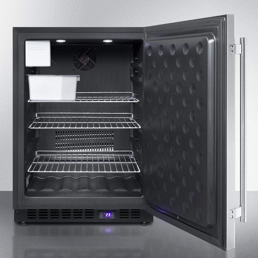 Summit Refrigeration + Cooling Summit 24&quot; Wide Frost-Free Outdoor All-Freezer in Complete Stainless Steel, with Digital Thermostat, LED Lighting, and Lock; Built-In or Freestanding Use / SPFF51OSCSSIM