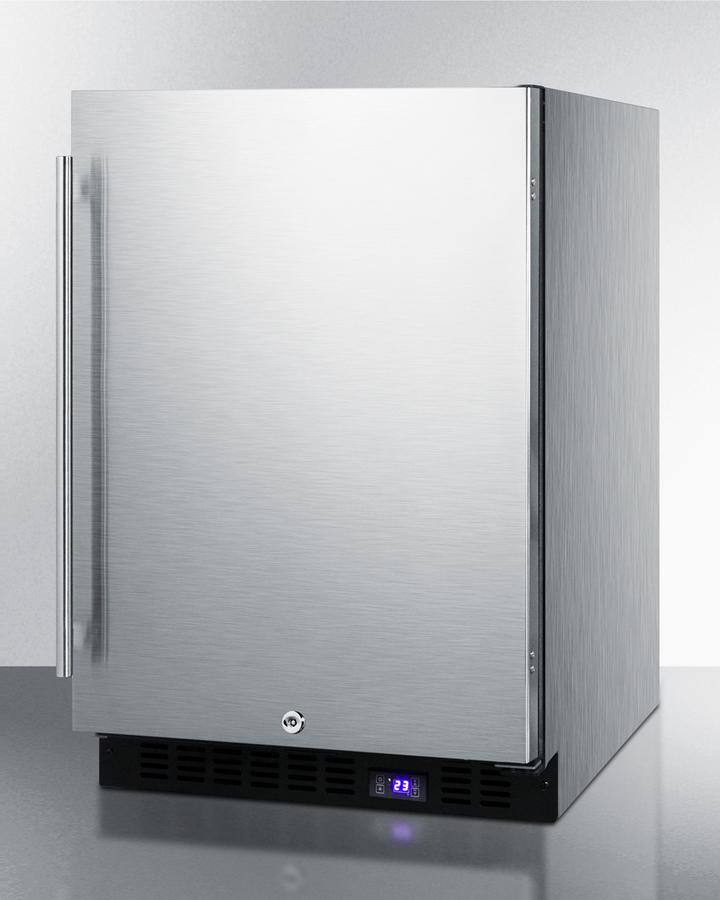 Summit Refrigeration + Cooling Summit 24" Wide Frost-Free Outdoor All-Freezer in Complete Stainless Steel, with Digital Thermostat, LED Lighting, and Lock; Built-In or Freestanding Use / SPFF51OSCSSIM