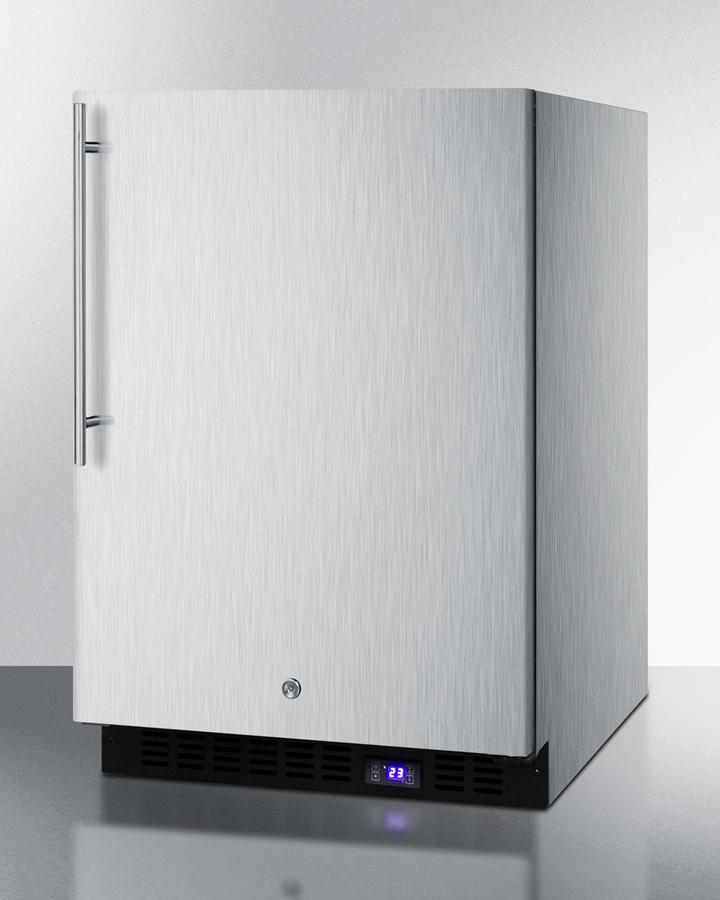 Summit Refrigeration + Cooling Summit 24&quot; Wide Frost-Free Outdoor All-Freezer in Complete Stainless Steel, with Digital Thermostat, Led Lighting, Thin Handle, and Lock / Built-In or Freestanding / SPFF51OSCSSHV