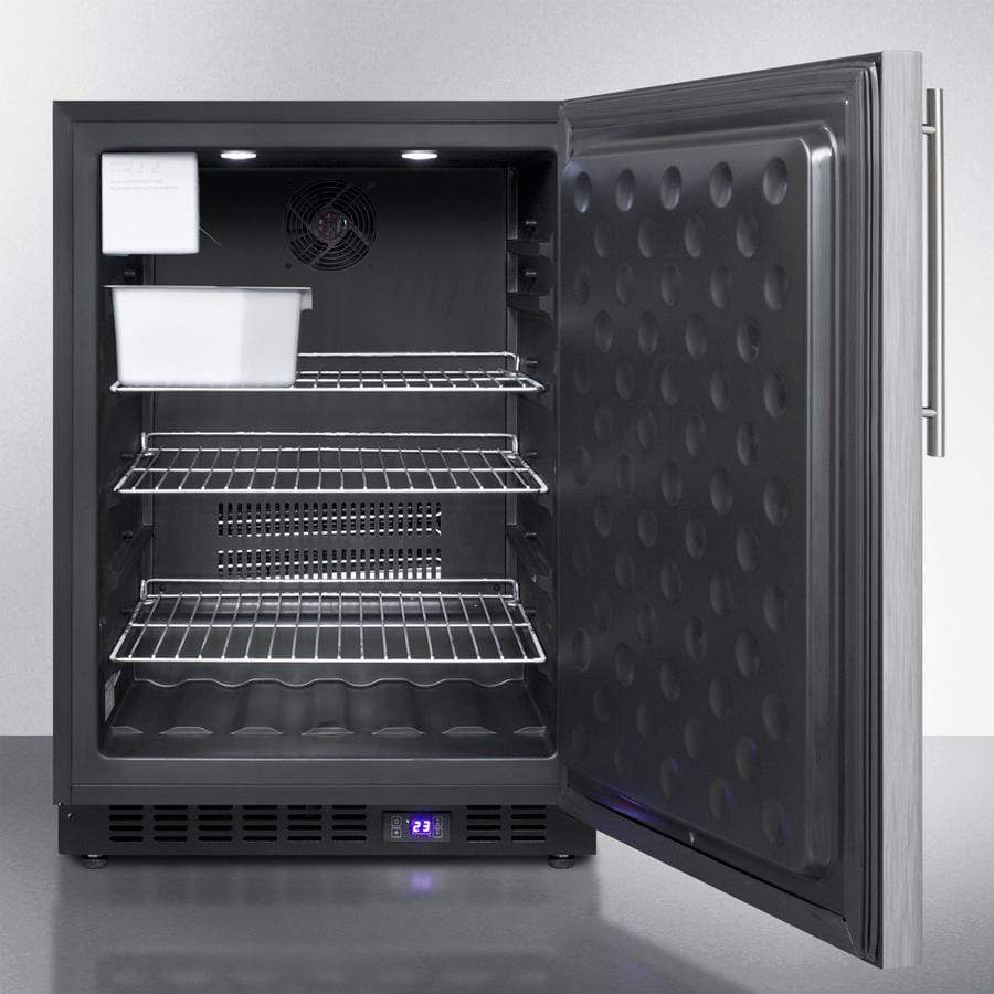 Summit Refrigeration + Cooling Summit 24&quot; Wide Frost-Free Outdoor All-Freezer in Complete Stainless Steel, with Icemaker, Digital Thermostat, Thin Handle, and Lock / Built-In or Freestanding Use / SPFF51OSCSSHVIM