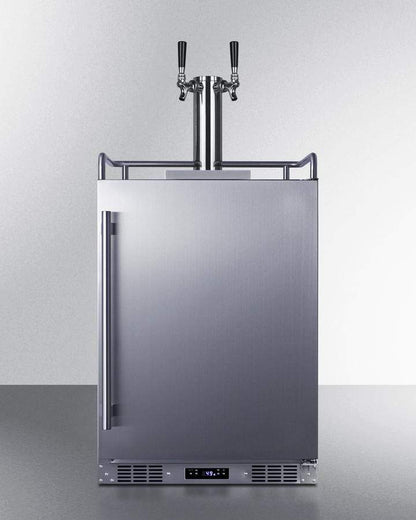 Summit Refrigeration + Cooling Summit 24" Wide Indoor/Outdoor Dual Tap Beer Dispenser for Built-In or Freestanding Use in Complete Stainless Steel / SBC683OSTWIN