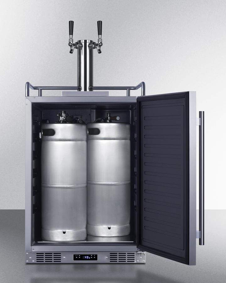 Summit Refrigeration + Cooling Summit 24&quot; Wide Indoor/Outdoor Dual Tap Beer Dispenser for Built-In or Freestanding Use in Complete Stainless Steel / SBC683OSTWIN