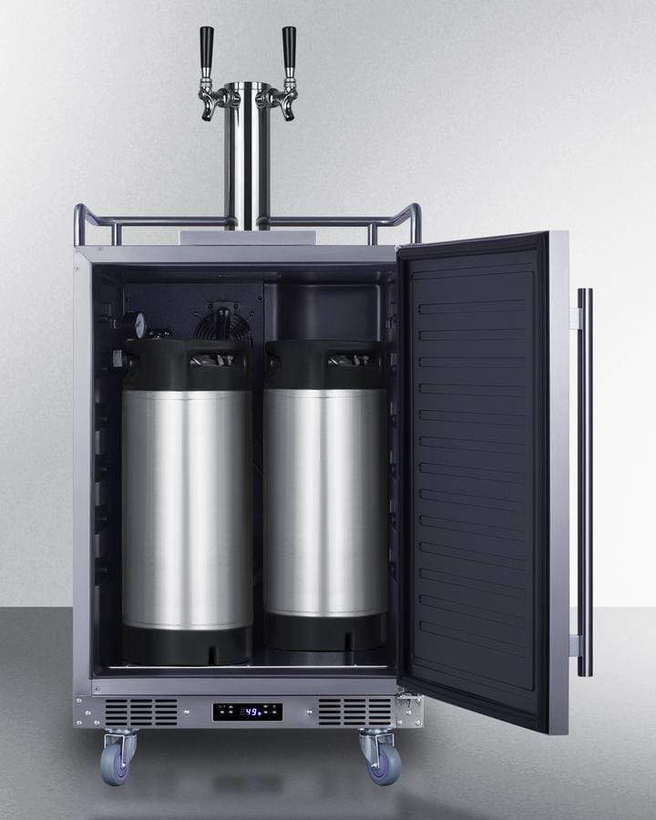 Summit Refrigeration + Cooling Summit 24" Wide Indoor/Outdoor Dual Tap Cold Brew Coffee Dispenser for Built-In or Freestanding Commercial or Residential Use, with Stainless Steel Exterior and Caster Set / SBC682CFTWIN