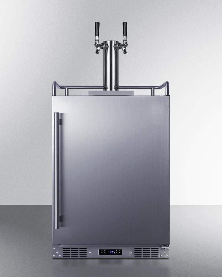 Summit Refrigeration + Cooling Summit 24" Wide Indoor/Outdoor Dual Tap Cold Brew Coffee Dispenser for Built-In or Freestanding Commercial or Residential Use, with Stainless Steel Exterior and Caster Set / SBC682CFTWIN