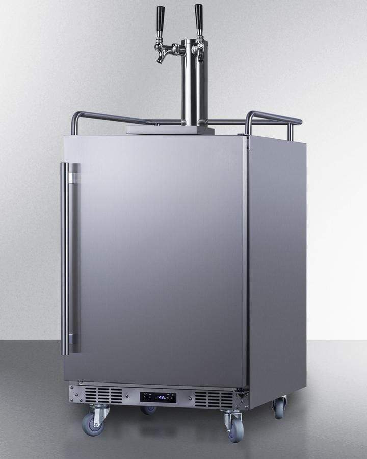 Summit Refrigeration + Cooling Summit 24" Wide Indoor/Outdoor Dual Tap Cold Brew Coffee Dispenser for Built-In or Freestanding Commercial or Residential Use, with Stainless Steel Exterior and Caster Set / SBC682CFTWIN