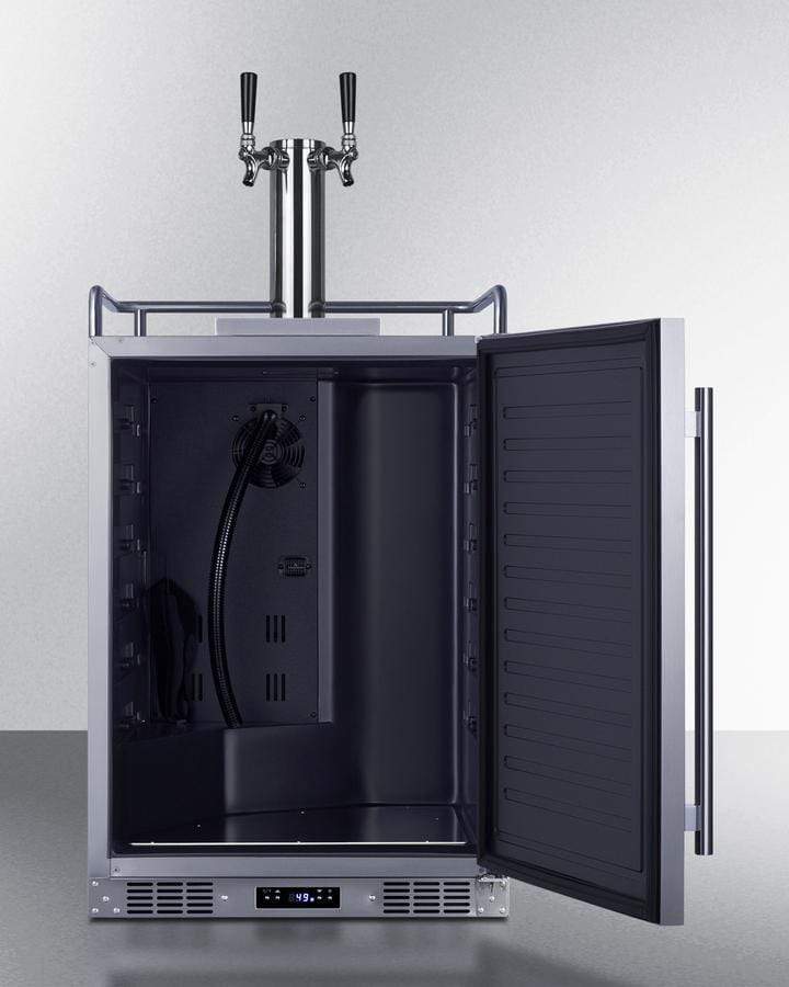 Summit Refrigeration + Cooling Summit 24" Wide Indoor/Outdoor Dual Tap Cold Brew Coffee Dispenser for Built-In or Freestanding Commercial or Residential Use, with Stainless Steel Exterior and Caster Set / SBC682CFTWIN