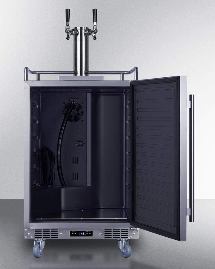 Summit Refrigeration + Cooling Summit 24" Wide Indoor/Outdoor Dual Tap Cold Brew Coffee Dispenser for Built-In or Freestanding Commercial or Residential Use, with Stainless Steel Exterior and Caster Set / SBC682CFTWIN