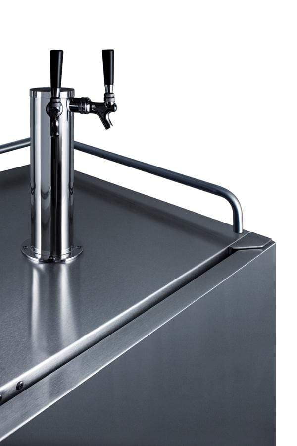 Summit Refrigeration + Cooling Summit 24" Wide Indoor/Outdoor Dual Tap Cold Brew Coffee Dispenser for Built-In or Freestanding Commercial or Residential Use, with Stainless Steel Exterior and Caster Set / SBC682CFTWIN
