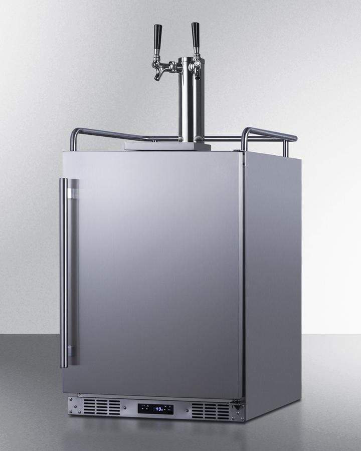Summit Refrigeration + Cooling Summit 24" Wide Indoor/Outdoor Dual Tap Cold Brew Coffee Dispenser for Built-In or Freestanding Commercial or Residential Use, with Stainless Steel Exterior and Caster Set / SBC682CFTWIN