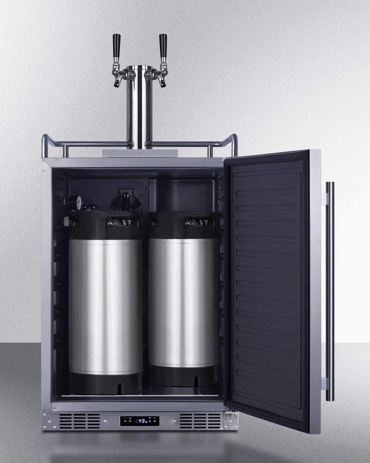 Summit Refrigeration + Cooling Summit 24" Wide Indoor/Outdoor Dual Tap Cold Brew Coffee Dispenser for Built-In or Freestanding Commercial or Residential Use, with Stainless Steel Exterior and Caster Set / SBC682CFTWIN