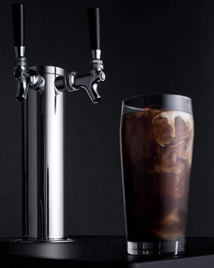 Summit Refrigeration + Cooling Summit 24" Wide Indoor/Outdoor Dual Tap Cold Brew Coffee Dispenser for Built-In or Freestanding Commercial or Residential Use, with Stainless Steel Exterior and Caster Set / SBC682CFTWIN