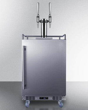 Summit Refrigeration + Cooling Summit 24" Wide Indoor/Outdoor Dual Tap Nitro-Infused Cold Brew Coffee Dispenser for Built-In or Freestanding Commercial or Residential Use, with Stainless Steel Exterior and Caster Set / SBC682NCFTWIN