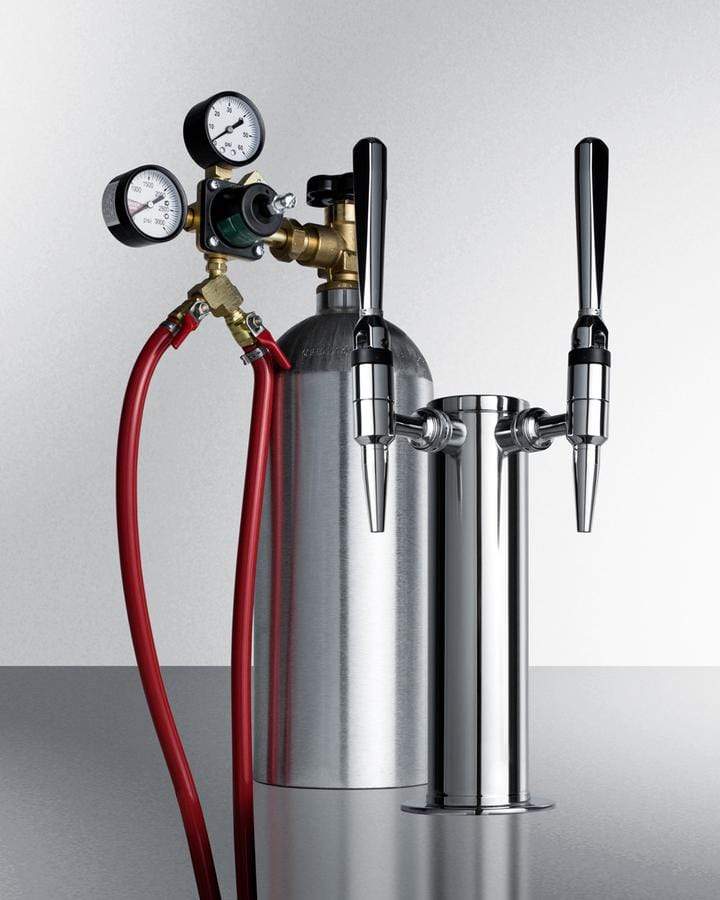 Summit Refrigeration + Cooling Summit 24" Wide Indoor/Outdoor Dual Tap Nitro-Infused Cold Brew Coffee Dispenser for Built-In or Freestanding Commercial or Residential Use, with Stainless Steel Exterior and Caster Set / SBC682NCFTWIN