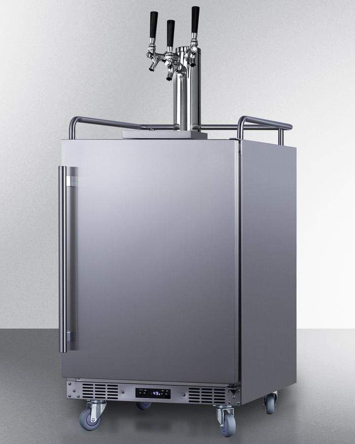 Summit Refrigeration + Cooling Summit 24" Wide Indoor/ Outdoor Triple Tap Beer Dispenser for Built-In or Freestanding Use in Complete Stainless Steel / SBC683OSTRIPLE