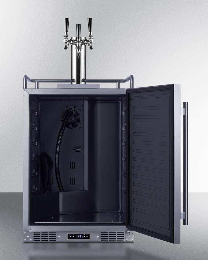 Summit Refrigeration + Cooling Summit 24" Wide Indoor/ Outdoor Triple Tap Beer Dispenser for Built-In or Freestanding Use in Complete Stainless Steel / SBC683OSTRIPLE