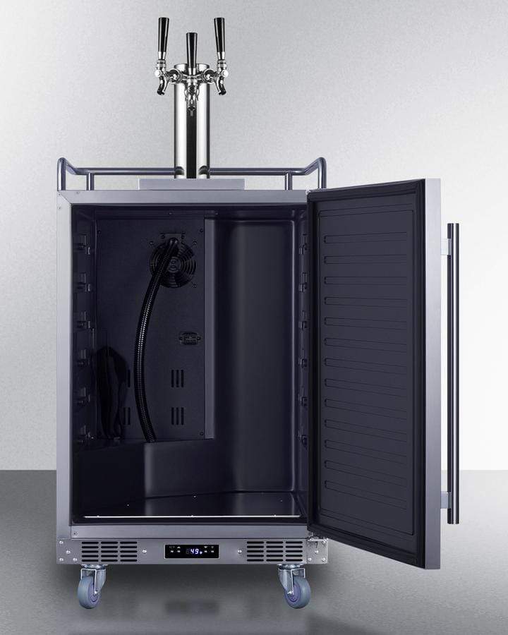 Summit Refrigeration + Cooling Summit 24" Wide Indoor/ Outdoor Triple Tap Beer Dispenser for Built-In or Freestanding Use in Complete Stainless Steel / SBC683OSTRIPLE