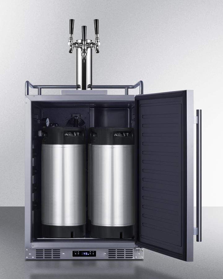 Summit Refrigeration + Cooling Summit 24" Wide Indoor/ Outdoor Triple Tap Beer Dispenser for Built-In or Freestanding Use in Complete Stainless Steel / SBC683OSTRIPLE