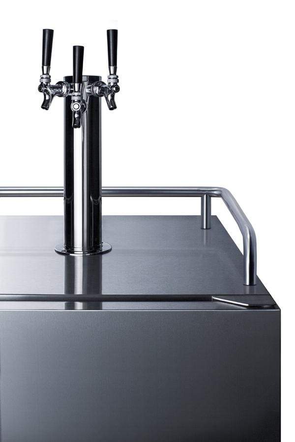 Summit Refrigeration + Cooling Summit 24" Wide Indoor/ Outdoor Triple Tap Beer Dispenser for Built-In or Freestanding Use in Complete Stainless Steel / SBC683OSTRIPLE