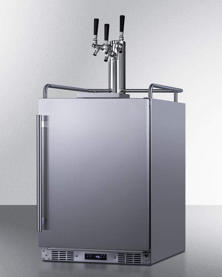 Summit Refrigeration + Cooling Summit 24" Wide Indoor/ Outdoor Triple Tap Beer Dispenser for Built-In or Freestanding Use in Complete Stainless Steel / SBC683OSTRIPLE