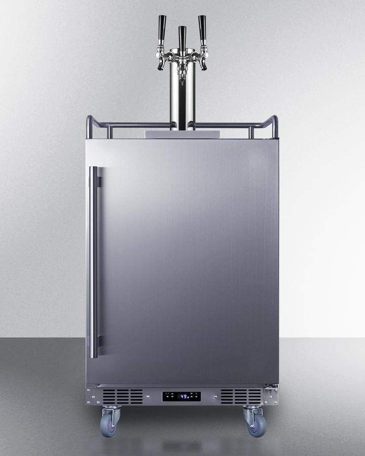 Summit Refrigeration + Cooling Summit 24" Wide Indoor/ Outdoor Triple Tap Beer Dispenser for Built-In or Freestanding Use in Complete Stainless Steel / SBC683OSTRIPLE