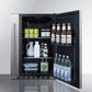 Summit Refrigeration + Cooling Summit 24" Wide Outdoor All-Refrigerator for Built-In or Freestanding Use with a Shallow 17.25" Depth, Slide-Out Storage Compartment, Stainless Steel Exterior, Outdoor Cover, and Front Lock / SPR196OS24