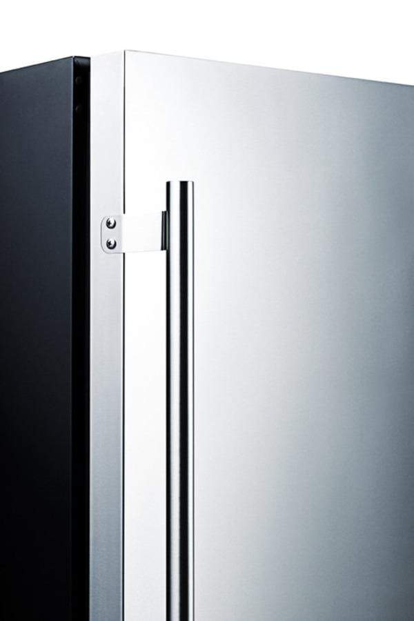 Summit Refrigeration + Cooling Summit 24" Wide Outdoor All-Refrigerator for Built-In Use, with Lock, Digital Thermostat, Black Cabinet, and Stainless Steel Door / SPR627OS