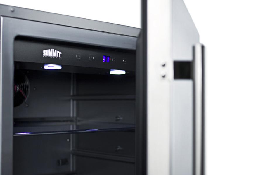 Summit Refrigeration + Cooling Summit 24" Wide Outdoor All-Refrigerator for Built-In Use, with Lock, Digital Thermostat, Black Cabinet, and Stainless Steel Door / SPR627OS