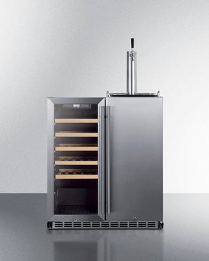 Summit Refrigeration + Cooling Summit 30" Wide Built-In Undercounter Indoor/Outdoor Combination Dual Zone Wine Cellar and Kegerator with Tapping Equipment Included / SWBC3041