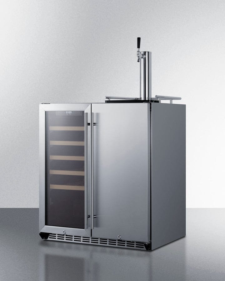 Summit Refrigeration + Cooling Summit 30" Wide Built-In Undercounter Indoor/Outdoor Combination Dual Zone Wine Cellar and Kegerator with Tapping Equipment Included / SWBC3041