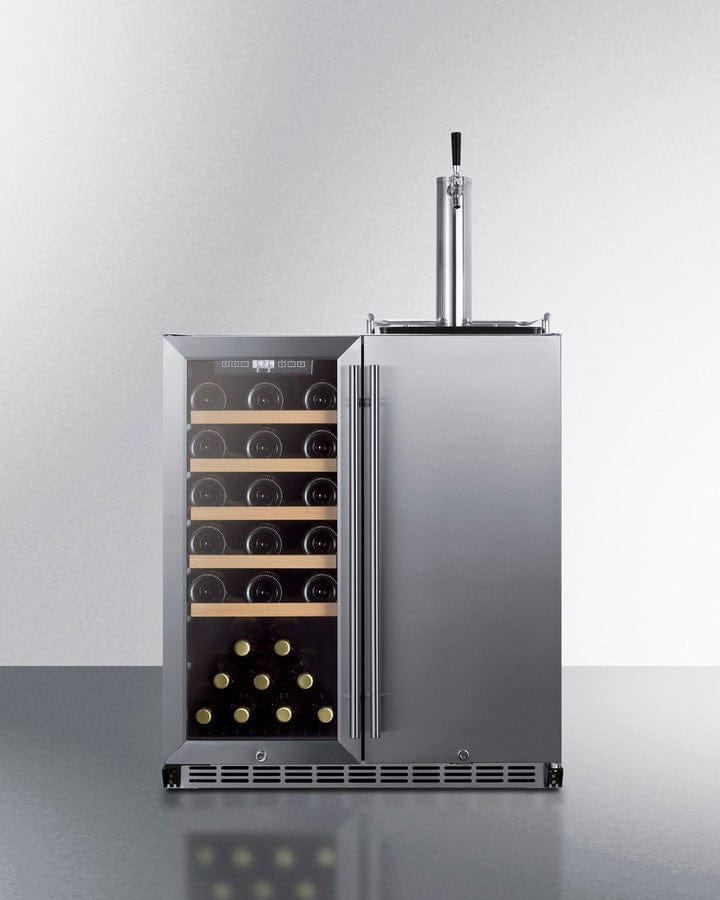 Summit Refrigeration + Cooling Summit 30" Wide Built-In Undercounter Indoor/Outdoor Combination Dual Zone Wine Cellar and Kegerator with Tapping Equipment Included / SWBC3041