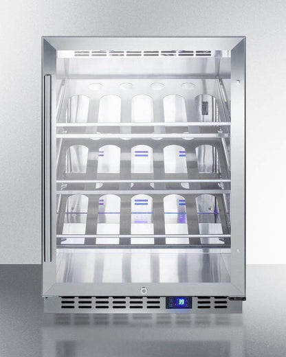Summit Refrigeration + Cooling Summit Built-In Outdoor Commercially Listed Wine Cellar with Stainless Steel Interior, Champagne Shelving, Digital Controls, and Stainless Steel Cabinet / SCR611GLOSCH