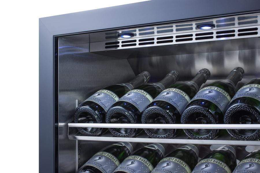 Summit Refrigeration + Cooling Summit Built-In Outdoor Commercially Listed Wine Cellar with Stainless Steel Interior, Champagne Shelving, Digital Controls, and Stainless Steel Cabinet / SCR611GLOSCH