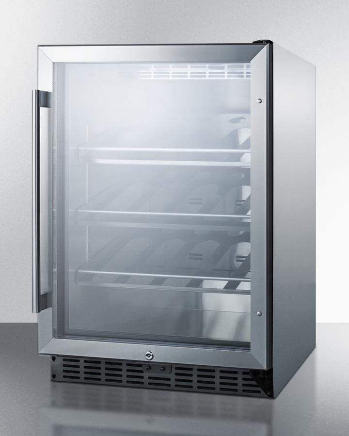Summit Refrigeration + Cooling Summit Built-In Outdoor Commercially Listed Wine Cellar with Stainless Steel Interior, Champagne Shelving, Digital Controls, and Stainless Steel Cabinet / SCR611GLOSCH
